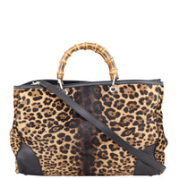 Gucci Bamboo Calf Hair Leopard Shopper Tote Large Front
