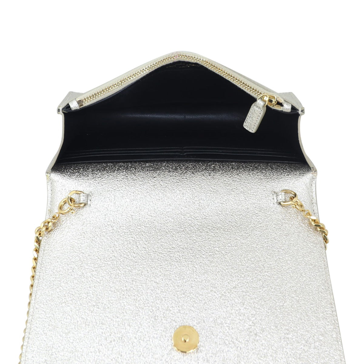 Saint Laurent Kate Metallic Chain Wallet Whole interior
