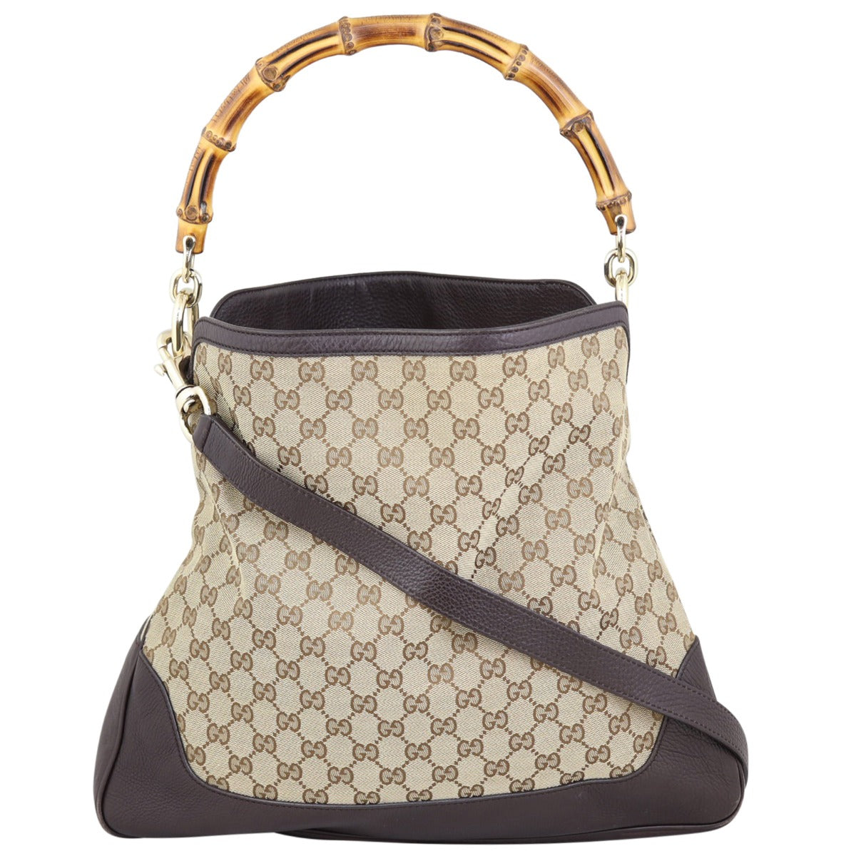 Gucci GG Canvas Diana Bamboo Shoulder Bag Front
