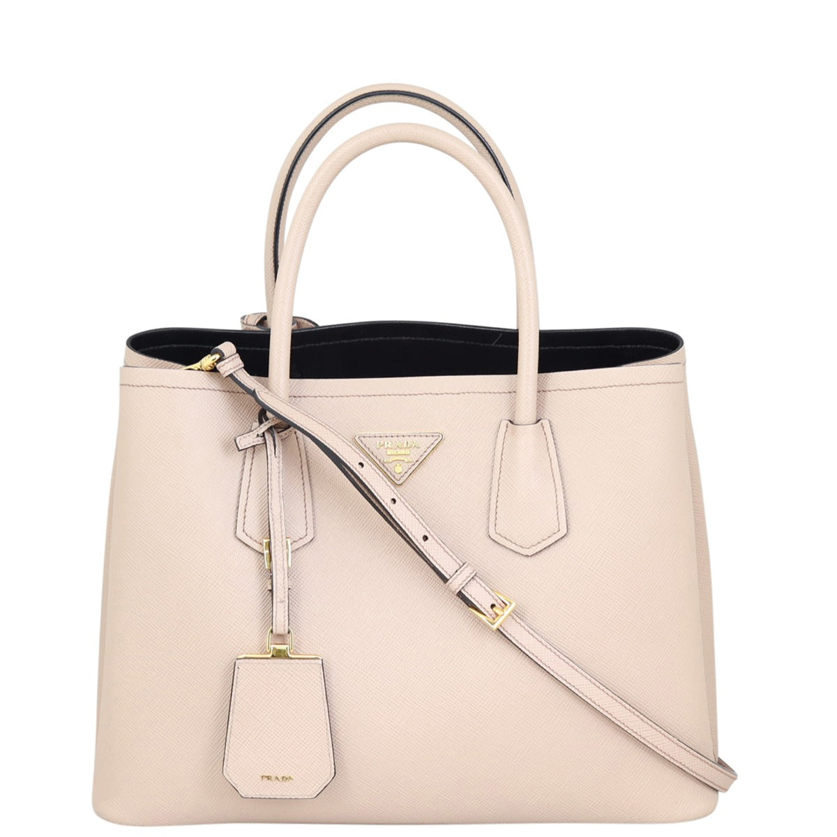 Prada Saffiano Cuir Double Bag Medium Front
