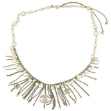 Chanel CC Resin Pearl Chain Necklace Front
