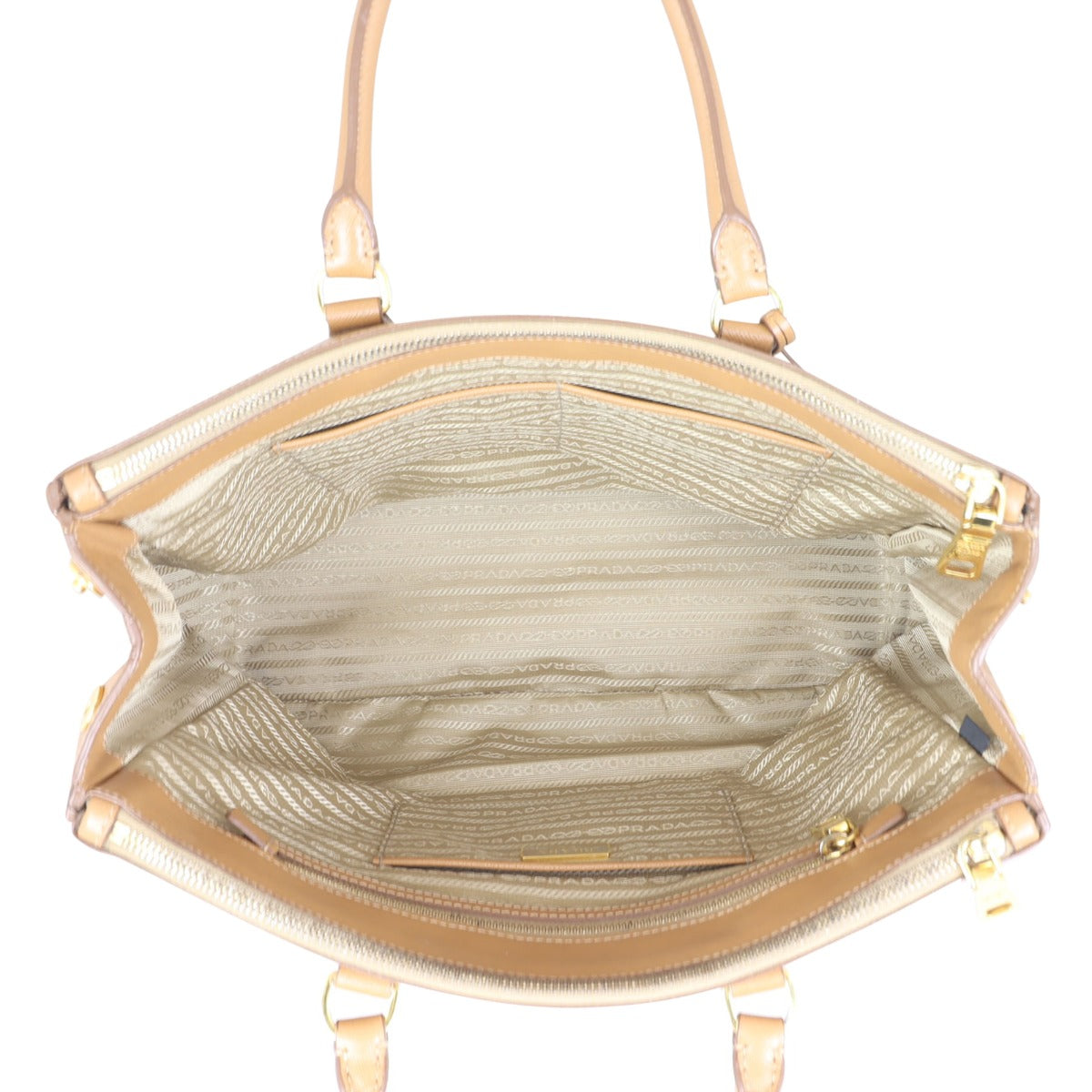 Prada Saffiano Lux Galleria Double Zip Tote Large Whole interior
