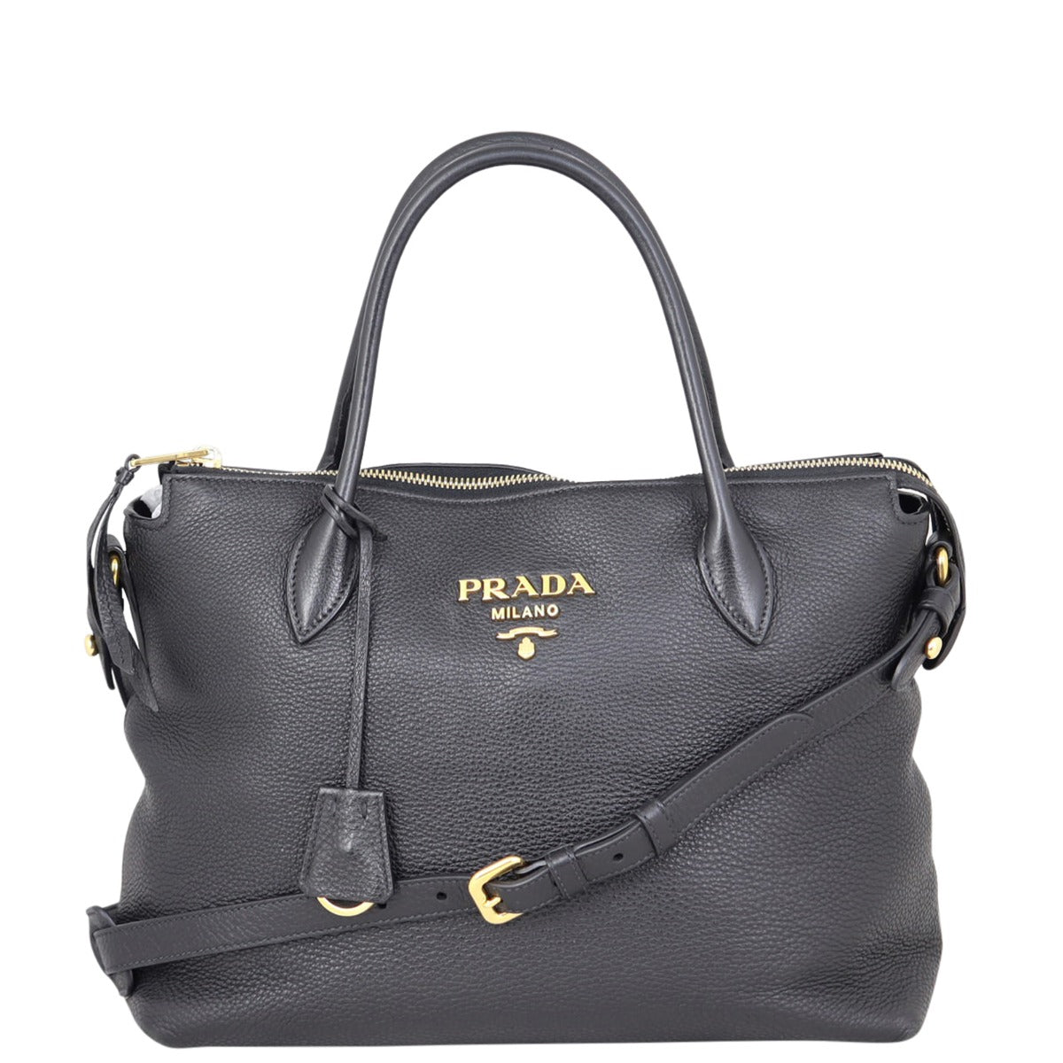 Prada Vitello Daino Zip Tote Front
