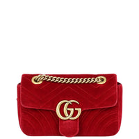 Gucci GG Marmont Velvet Mini Shoulder Bag Front
