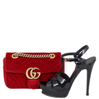 Gucci GG Marmont Velvet Mini Shoulder Bag Shoe
