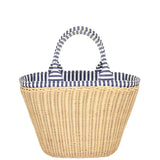 Prada Wicker and Striped Canvas Tote Back

