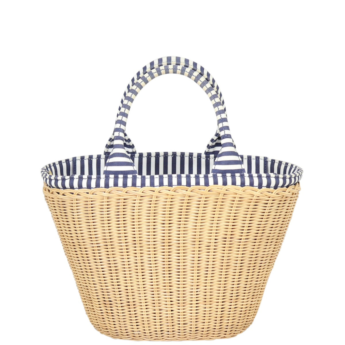 Prada Wicker and Striped Canvas Tote Back

