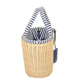Prada Wicker and Striped Canvas Tote Side
