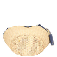 Prada Wicker and Striped Canvas Tote Base
