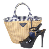 Prada Wicker and Striped Canvas Tote Shoe
