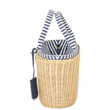 Prada Wicker and Striped Canvas Tote Side
