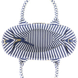 Prada Wicker and Striped Canvas Tote Whole interior
