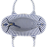 Prada Wicker and Striped Canvas Tote Whole interior
