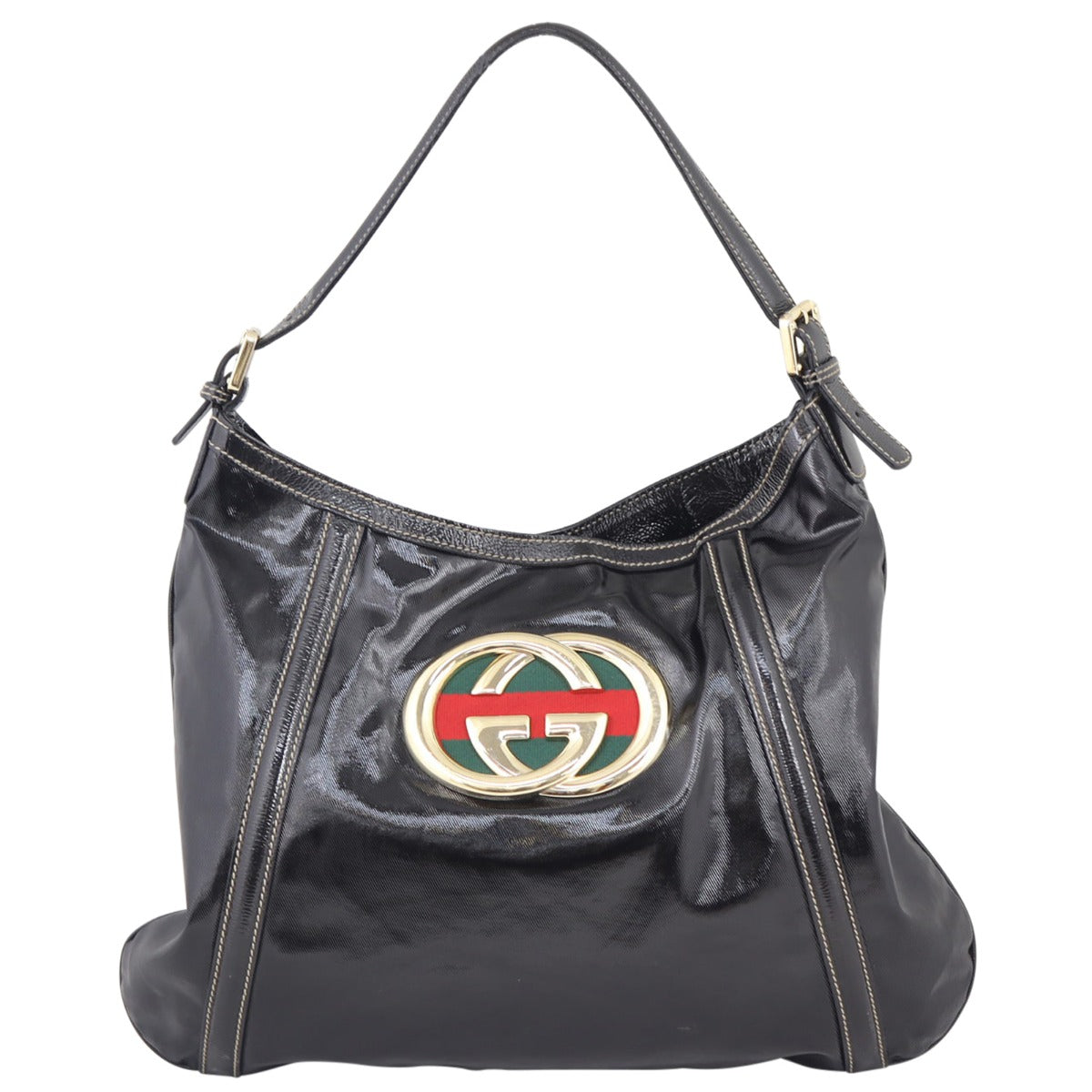 Gucci Patent Britt Hobo Medium Front
