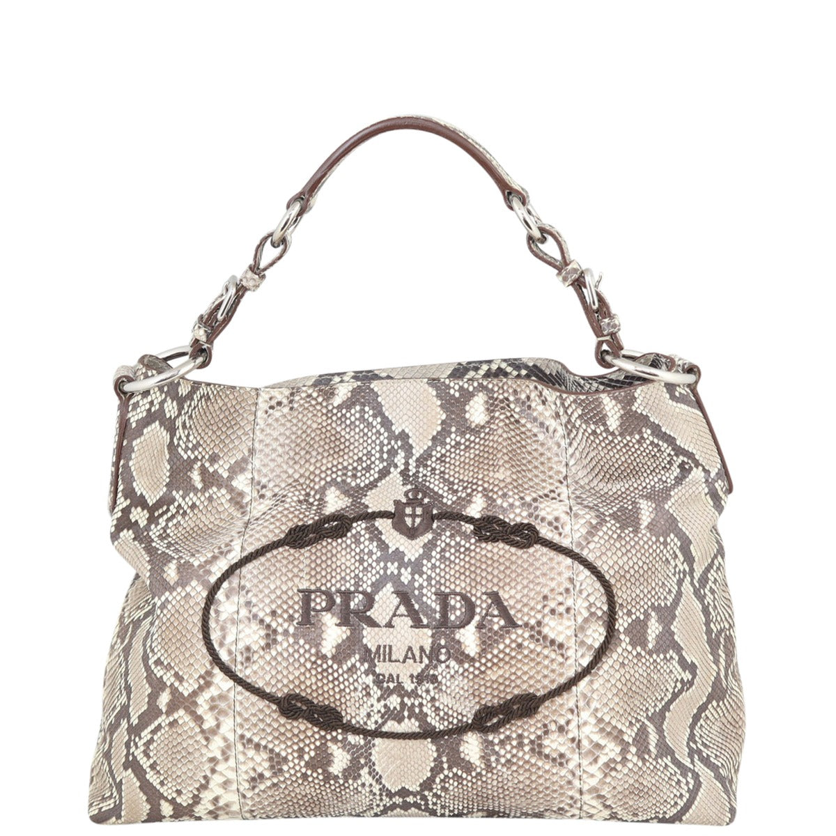 Prada Python Logo Hobo Front

