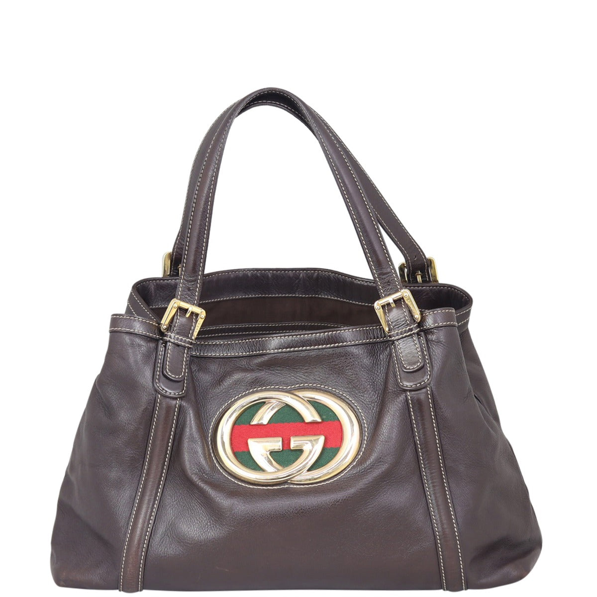 Gucci Leather Britt Medium Tote Front

