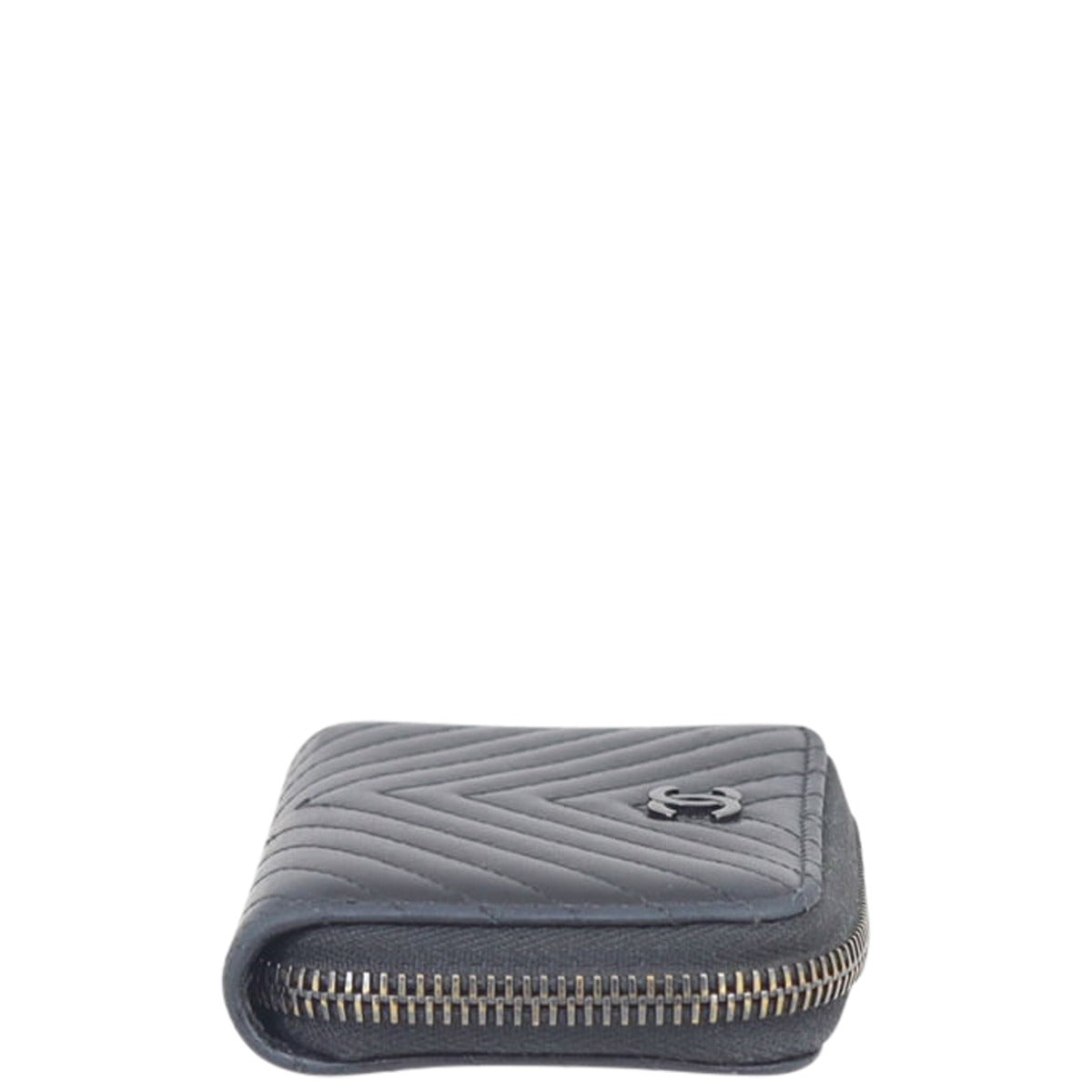 Chanel Chevron Zipped Coin Purse Side
