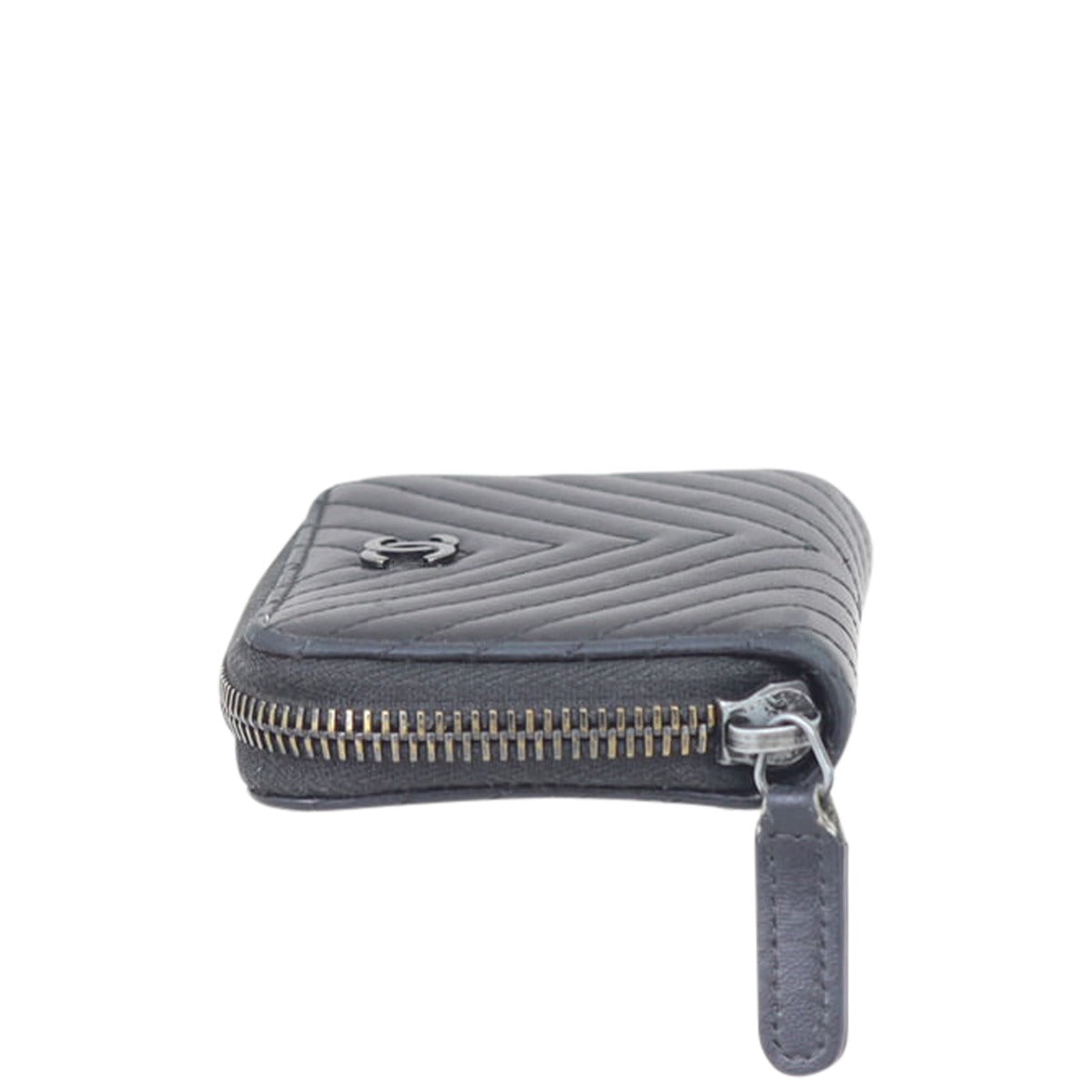 Chanel Chevron Zipped Coin Purse Side
