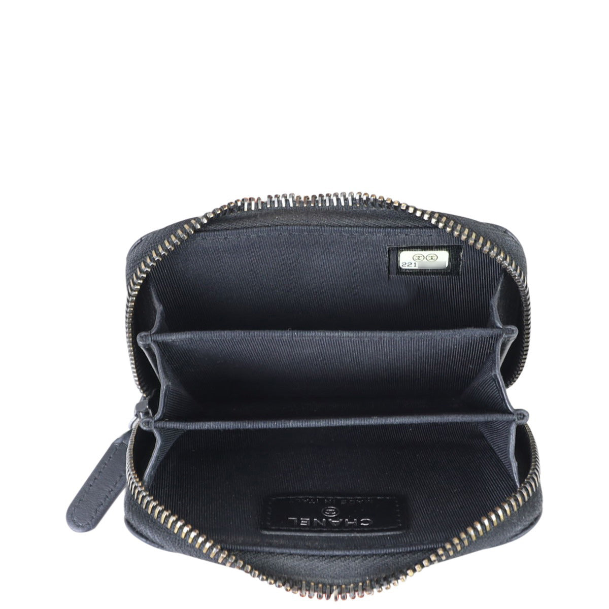 Chanel Chevron Zipped Coin Purse Whole interior
