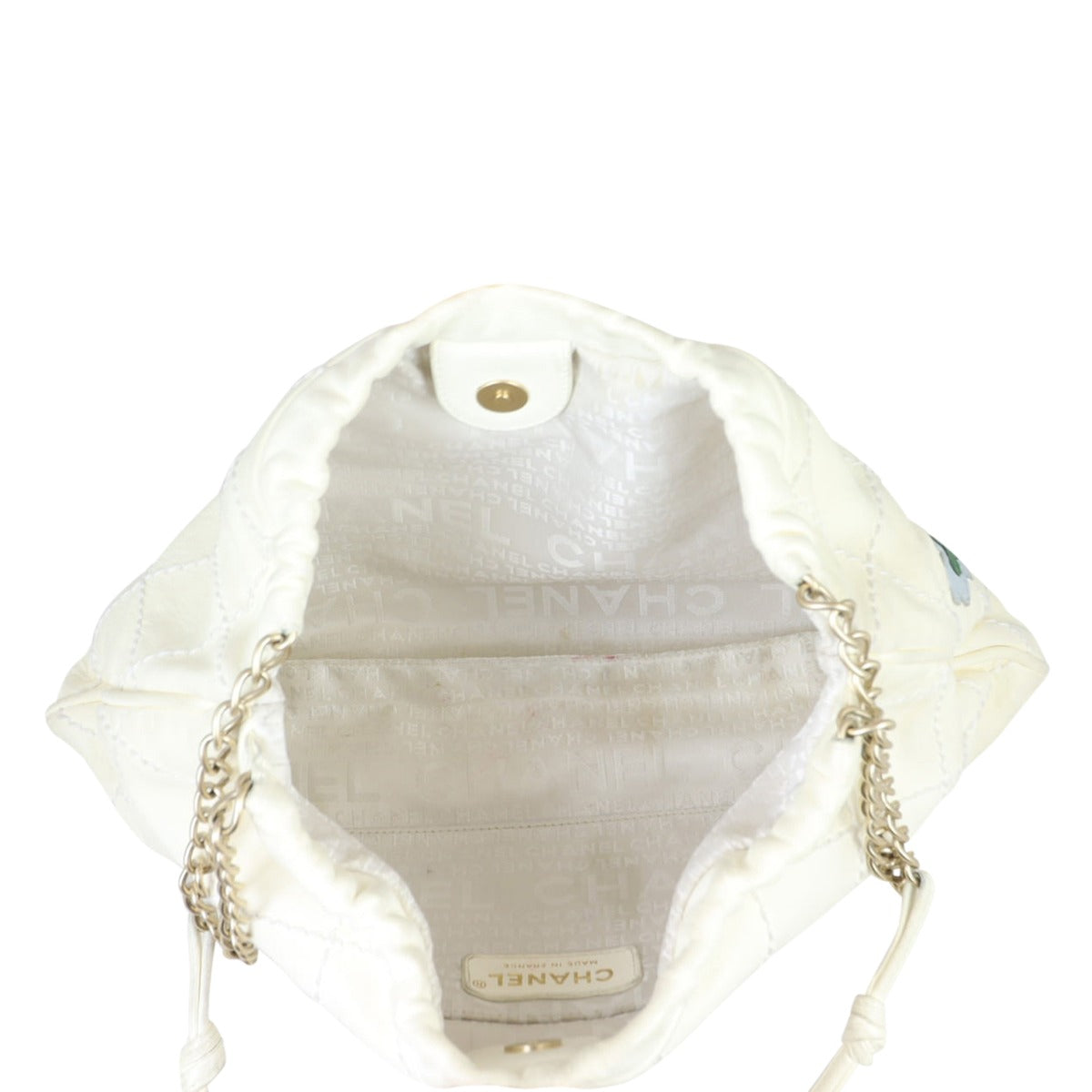 Chanel Quilted Rose Applique Hobo Whole interior
