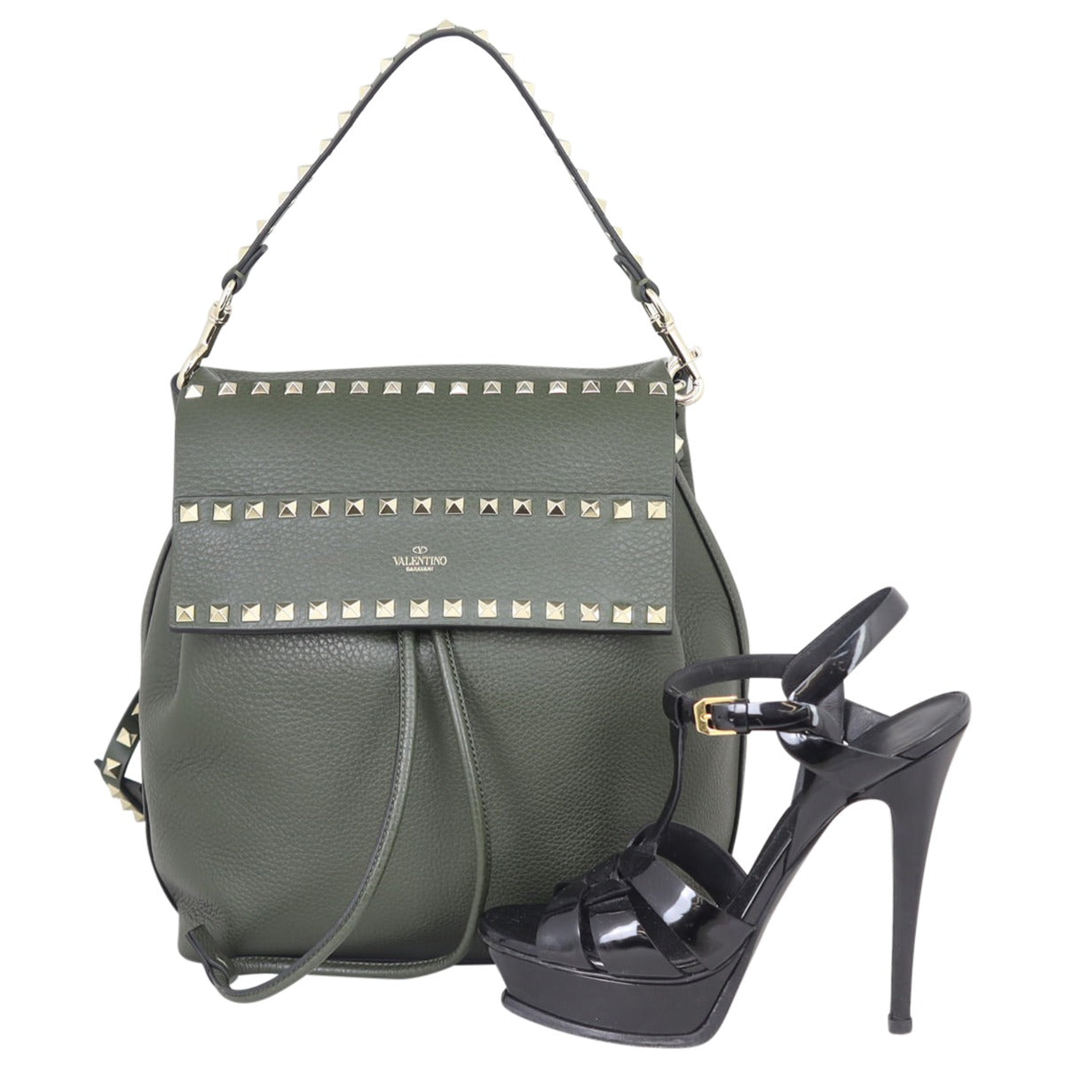 Valentino Rockstud Grainy Calfskin Backpack Shoe
