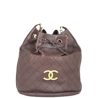 Chanel Vintage Drawstring Bucket Bag Front
