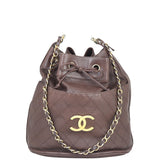 Chanel Vintage Drawstring Bucket Bag Front
