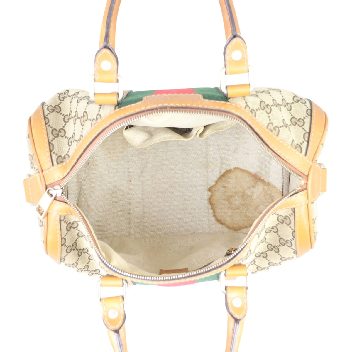 Gucci Vintage Web Original GG Boston Bag Whole interior
