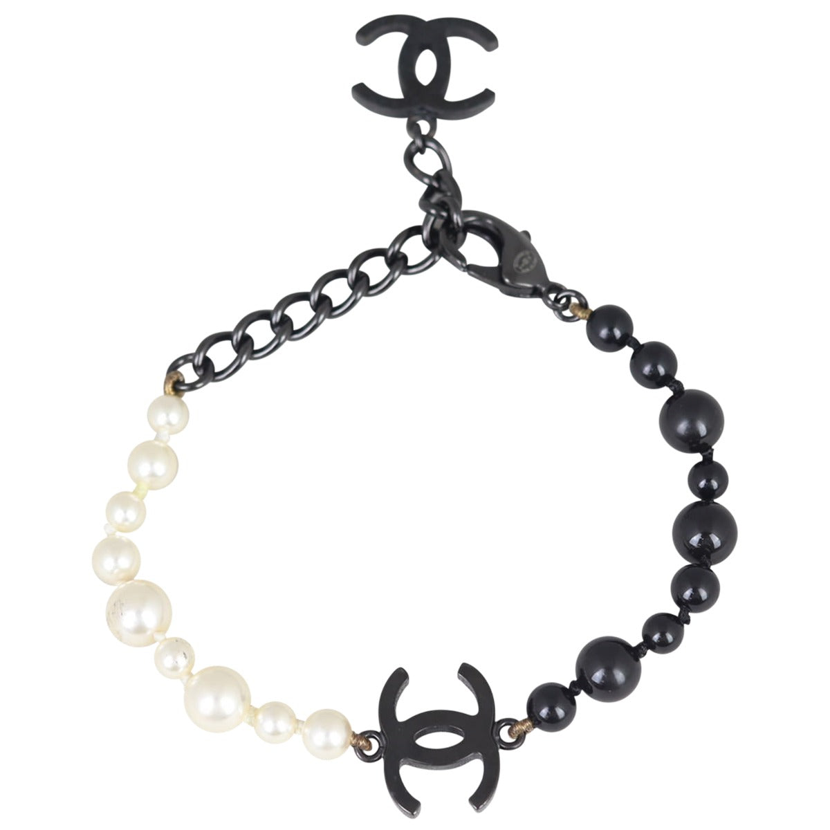 Chanel CC Resin Pearl Bracelet Front
