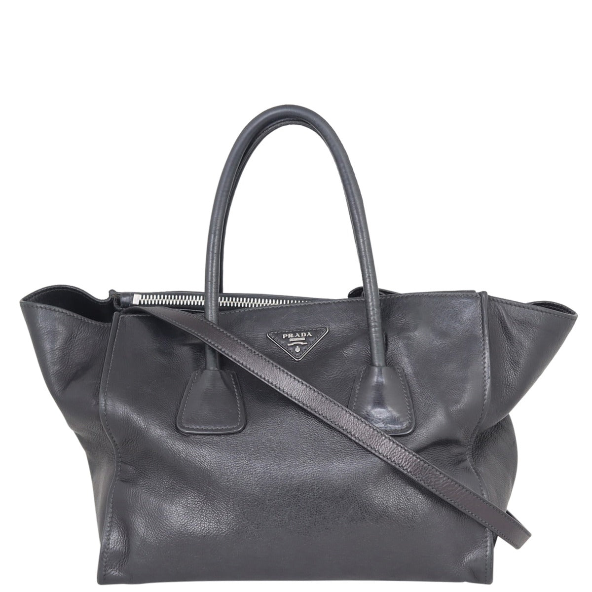Prada Twin Pocket Glace Calfskin Tote Front
