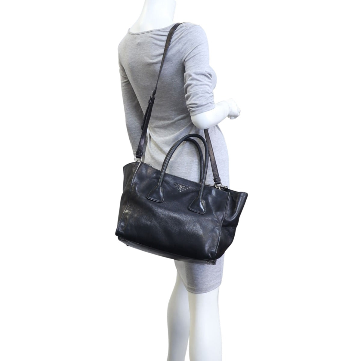 Prada Twin Pocket Glace Calfskin Tote Mannequin

