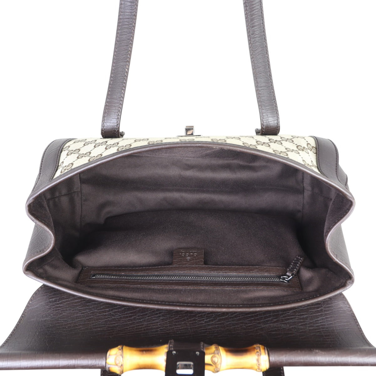 Gucci GG Canvas Bamboo Bullet Bag Whole interior
