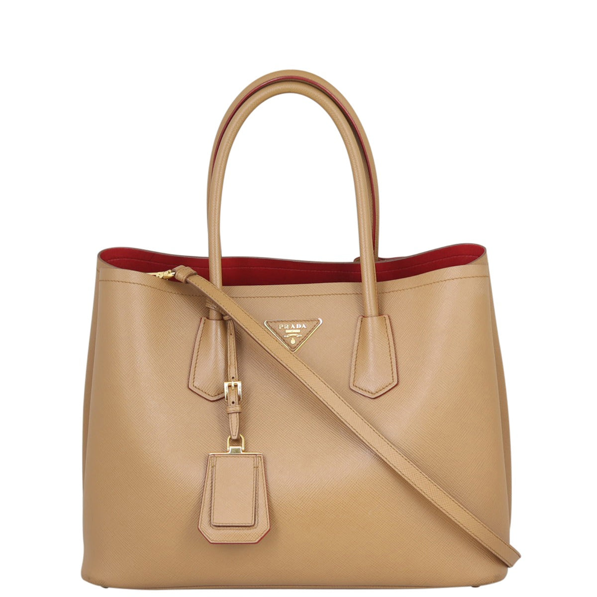 Prada Saffiano Cuir Double Bag Large Front
