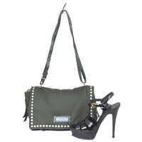 Prada Etiquette Studded Tessuto Messenger Bag Shoe



