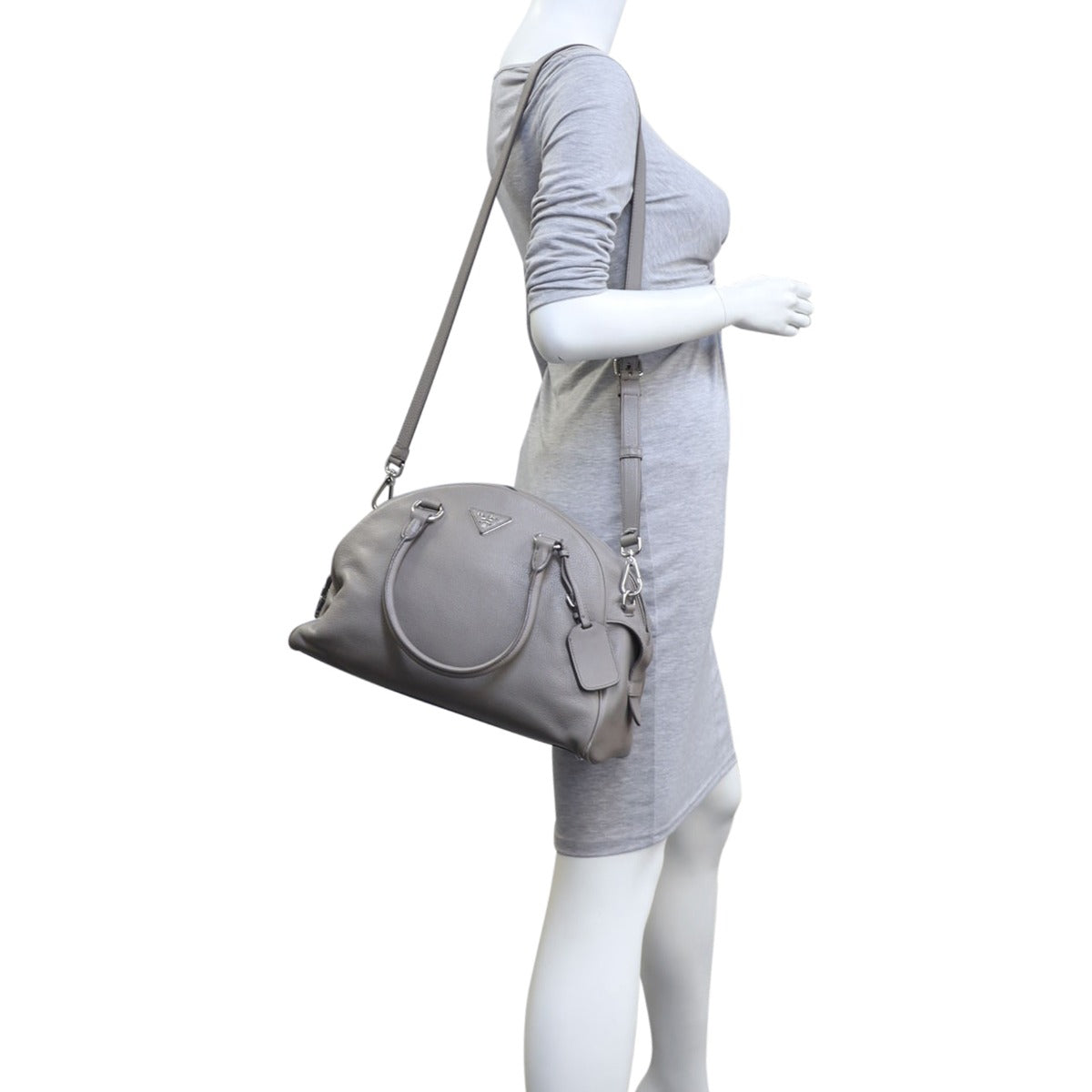 Prada Vitello Daino Bowler Bag Mannequin
