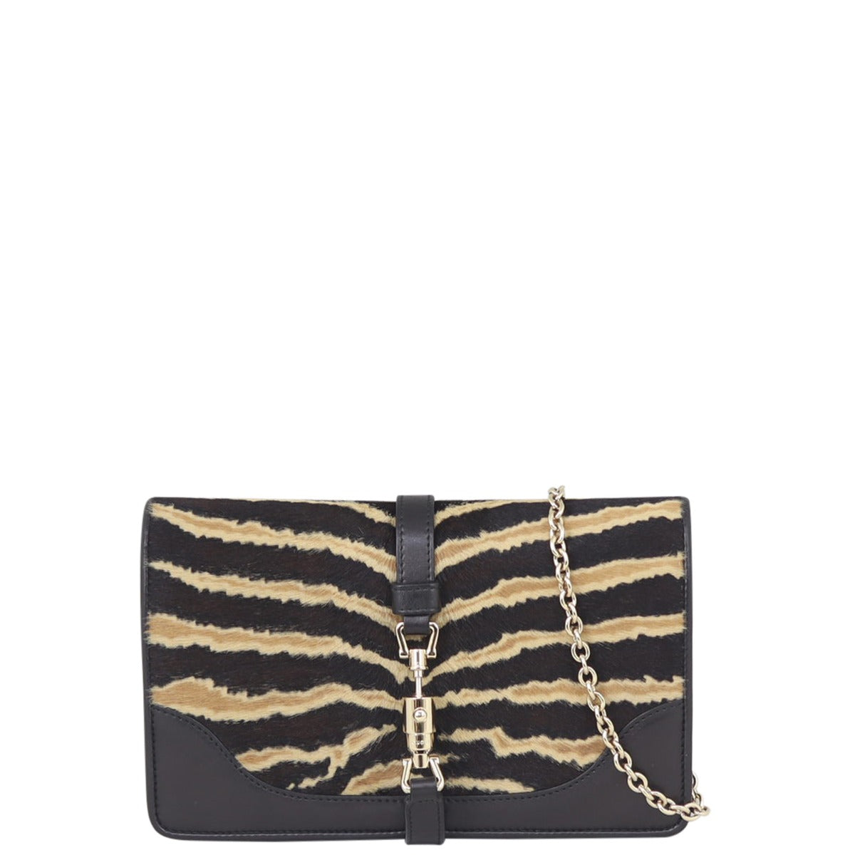 Gucci Pony Hair Broadway Chain Wallet Front
