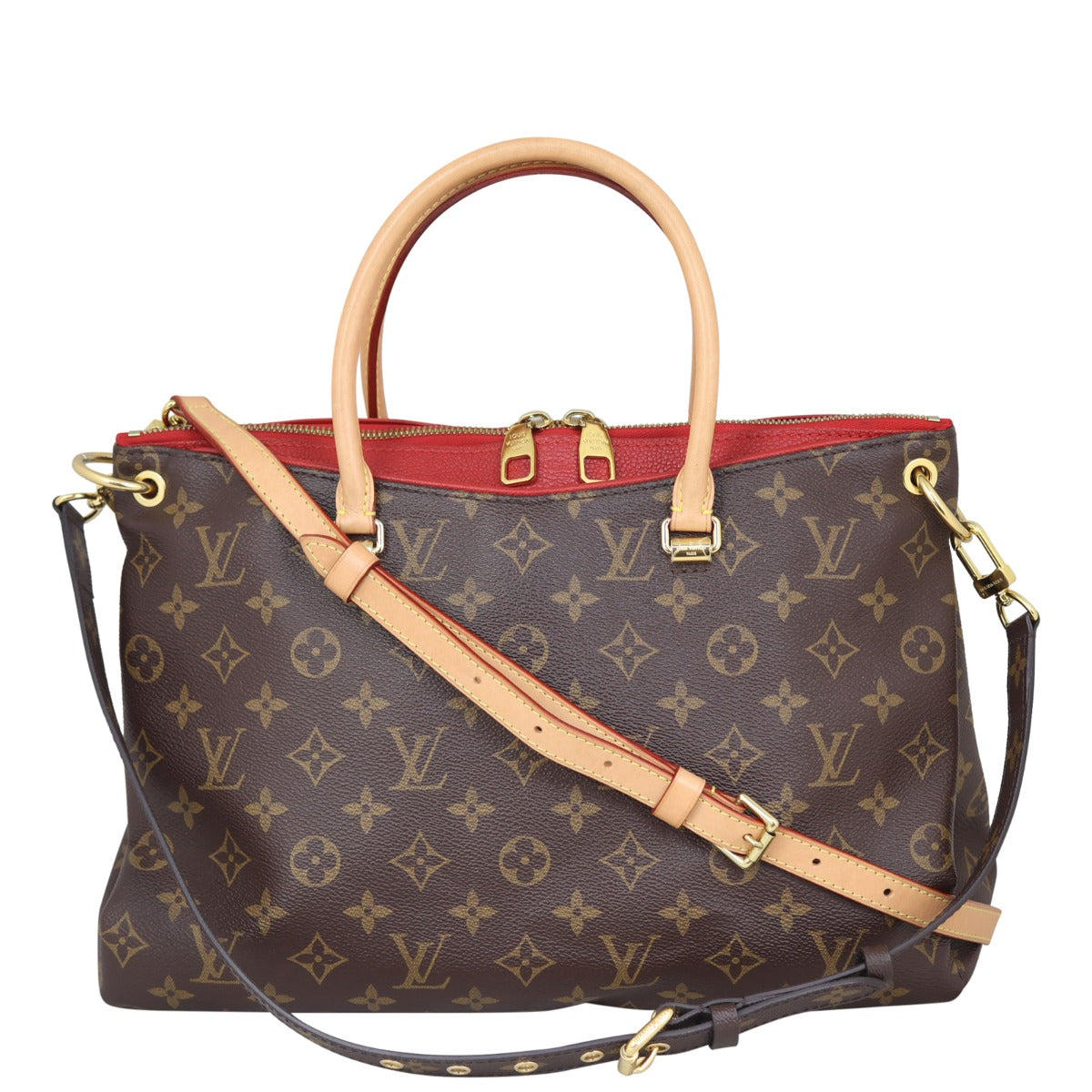 Louis Vuitton Pallas MM Monogram with Additional Strap Front

