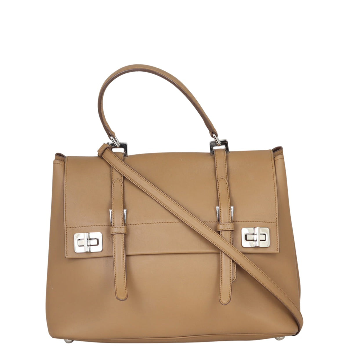 Prada City Calf Flap Satchel Front
