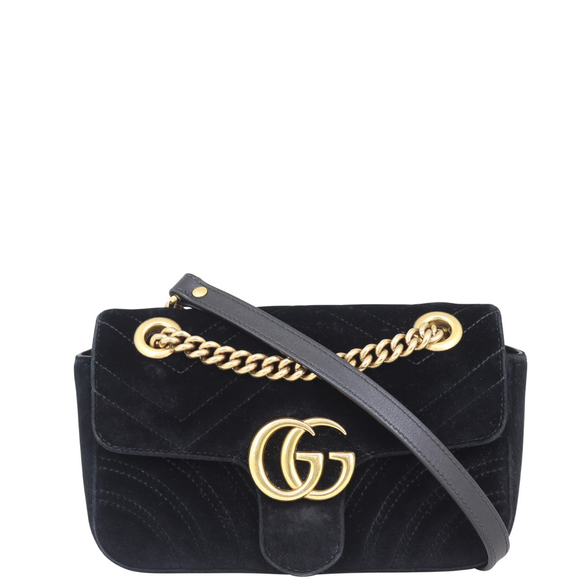 Gucci GG Marmont Velvet Mini Shoulder Bag Front

