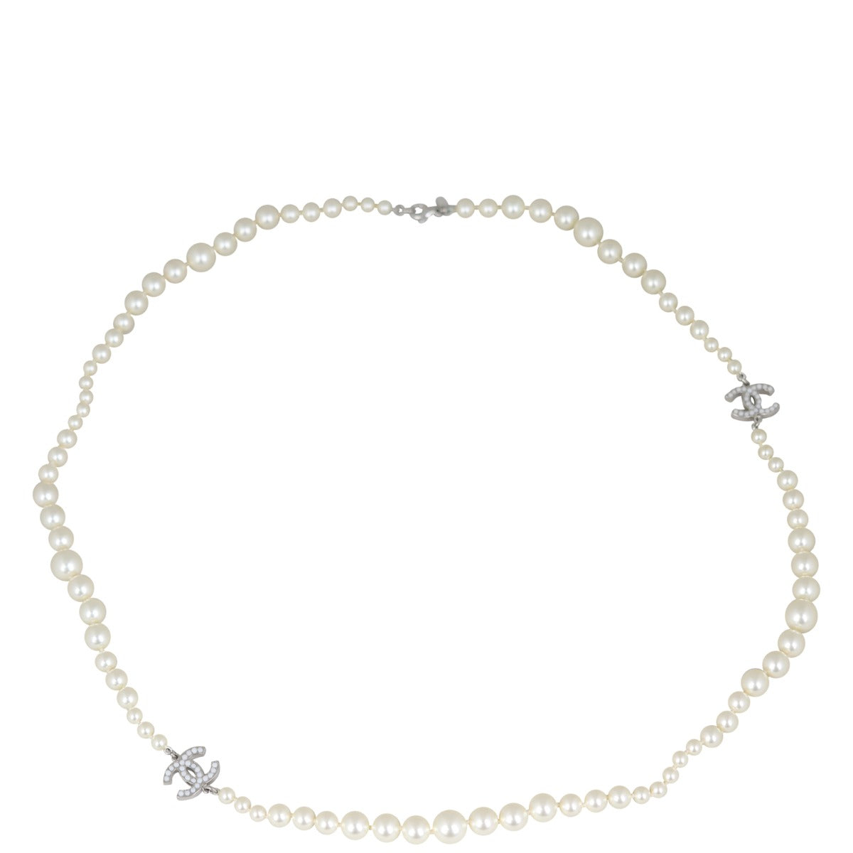 Chanel CC Pearl Long Necklace Front
