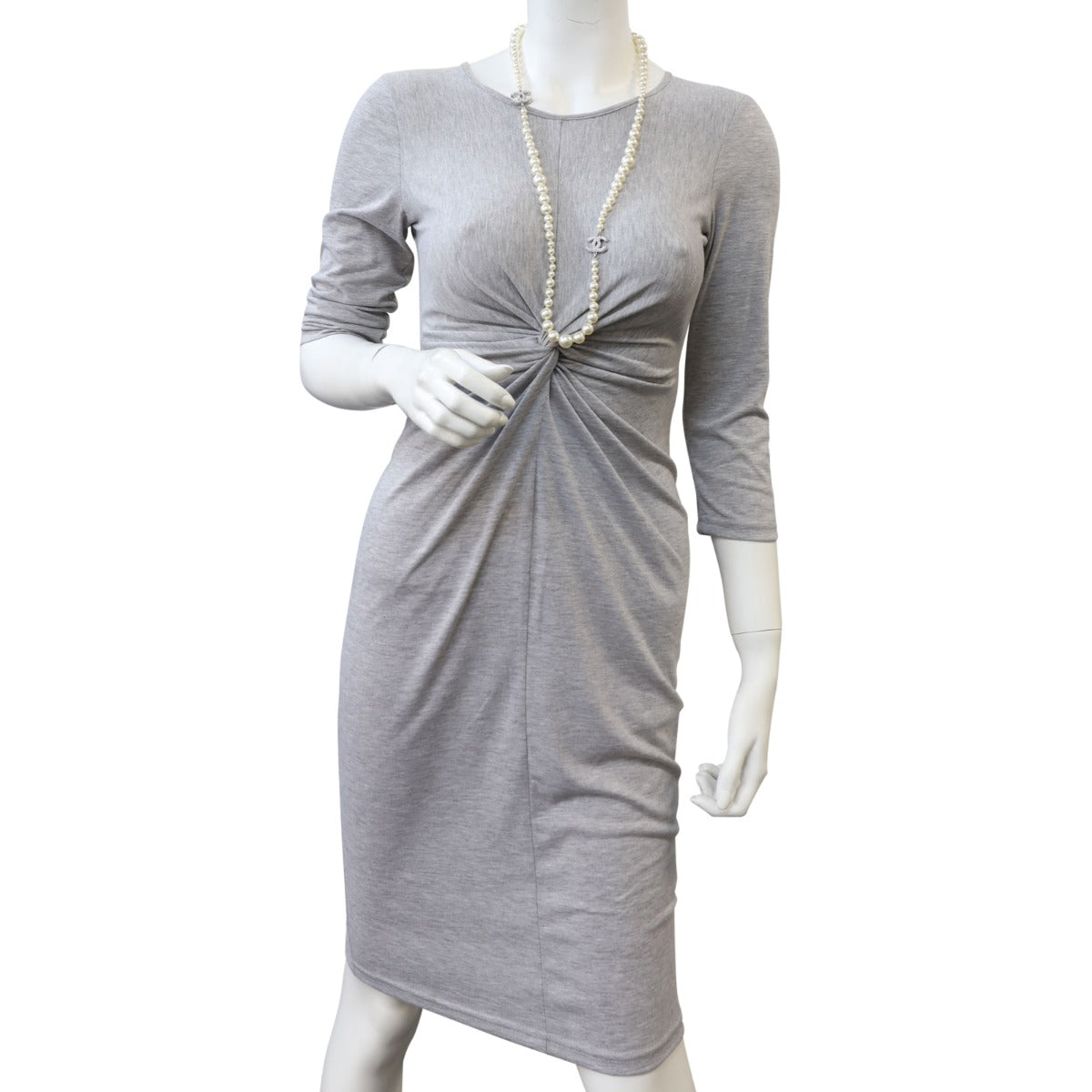 Chanel CC Pearl Long Necklace Front Mannequin
