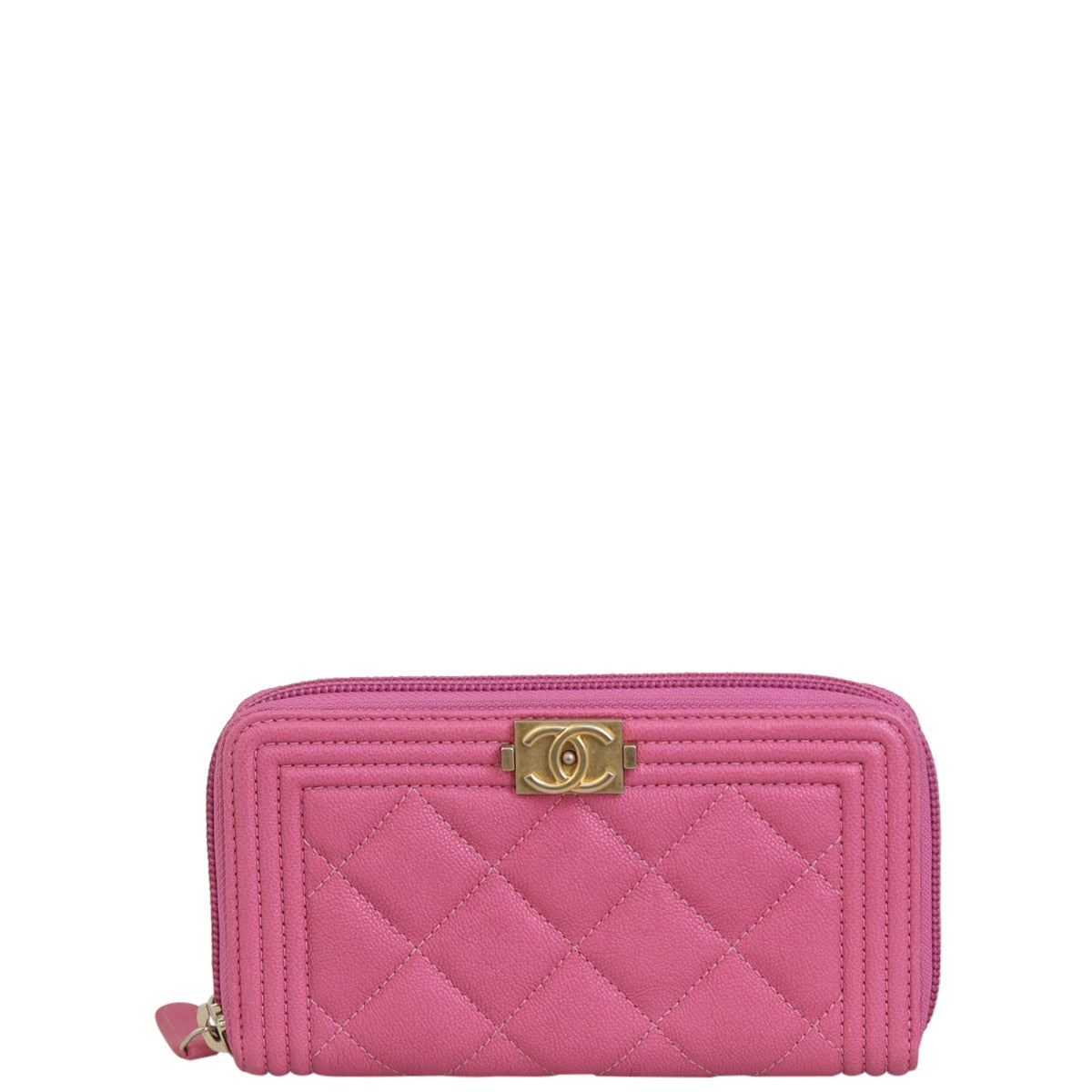 Chanel Boy Zip Around Wallet Front
