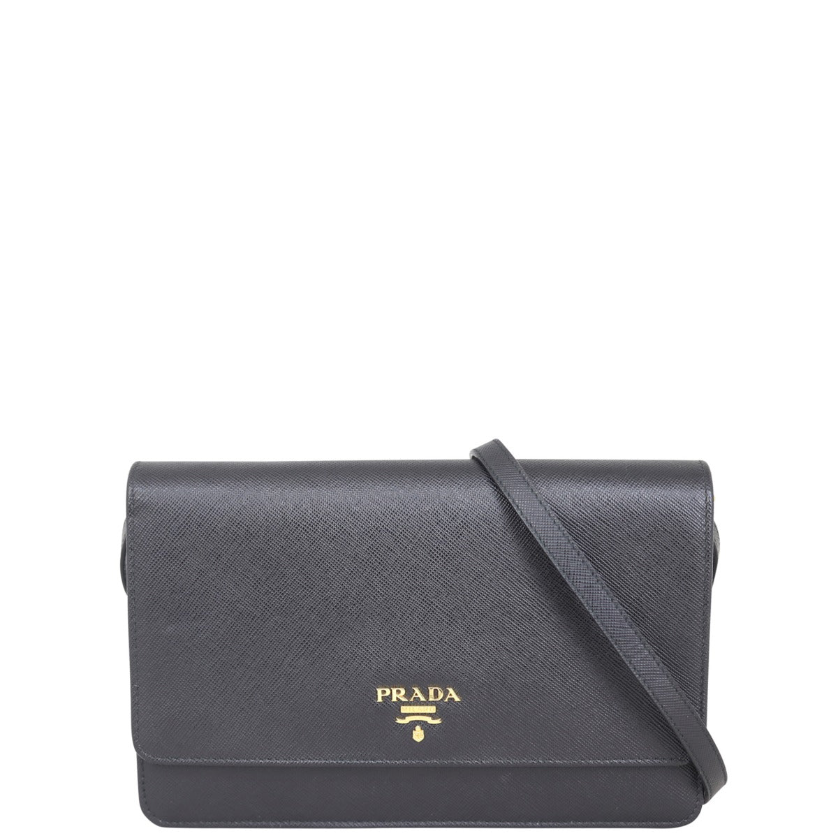 Prada Saffiano Metal Wallet on Strap Front
