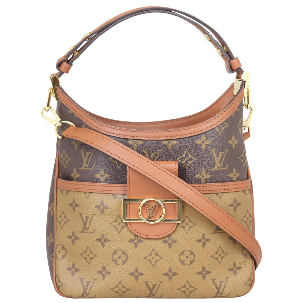 Louis Vuitton Dauphine Hobo PM Reverse Monogram Front
