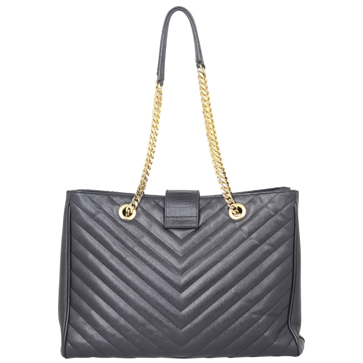 Saint Laurent Chevron Shopping Tote Back
