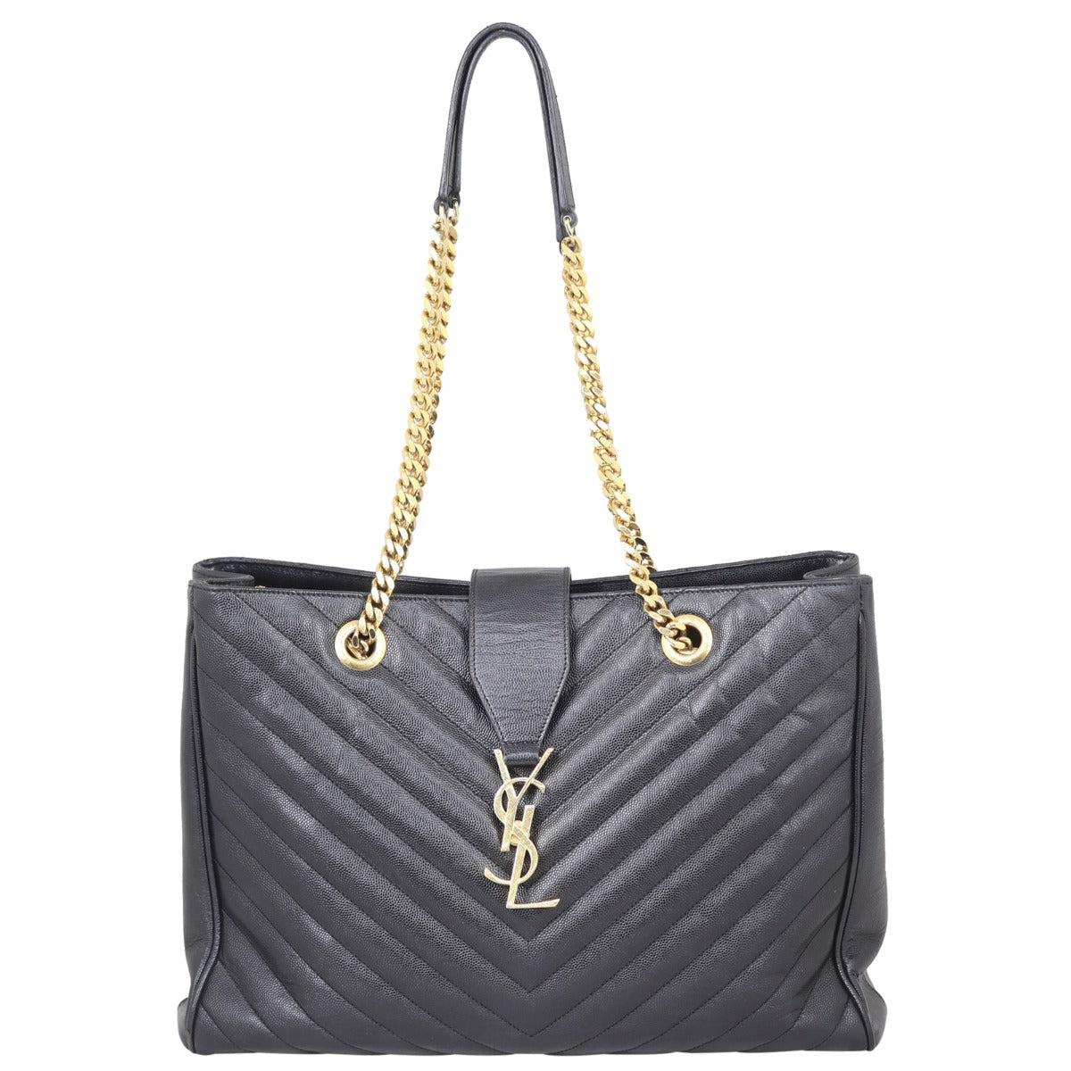 Saint Laurent Chevron Shopping Tote Front
