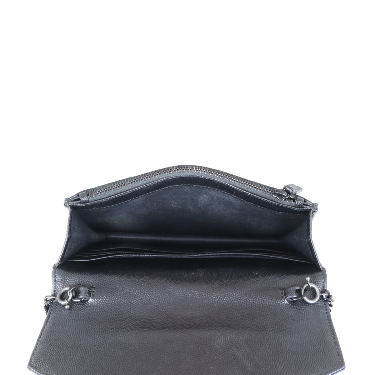 Saint Laurent Monogram Envelope Chain Wallet Whole interior
