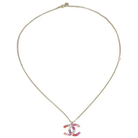 Chanel CC Crystal Pendant Necklace Front
