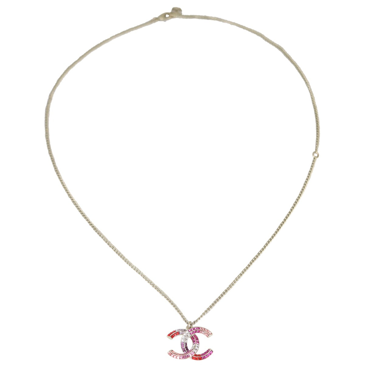 Chanel CC Crystal Pendant Necklace Front
