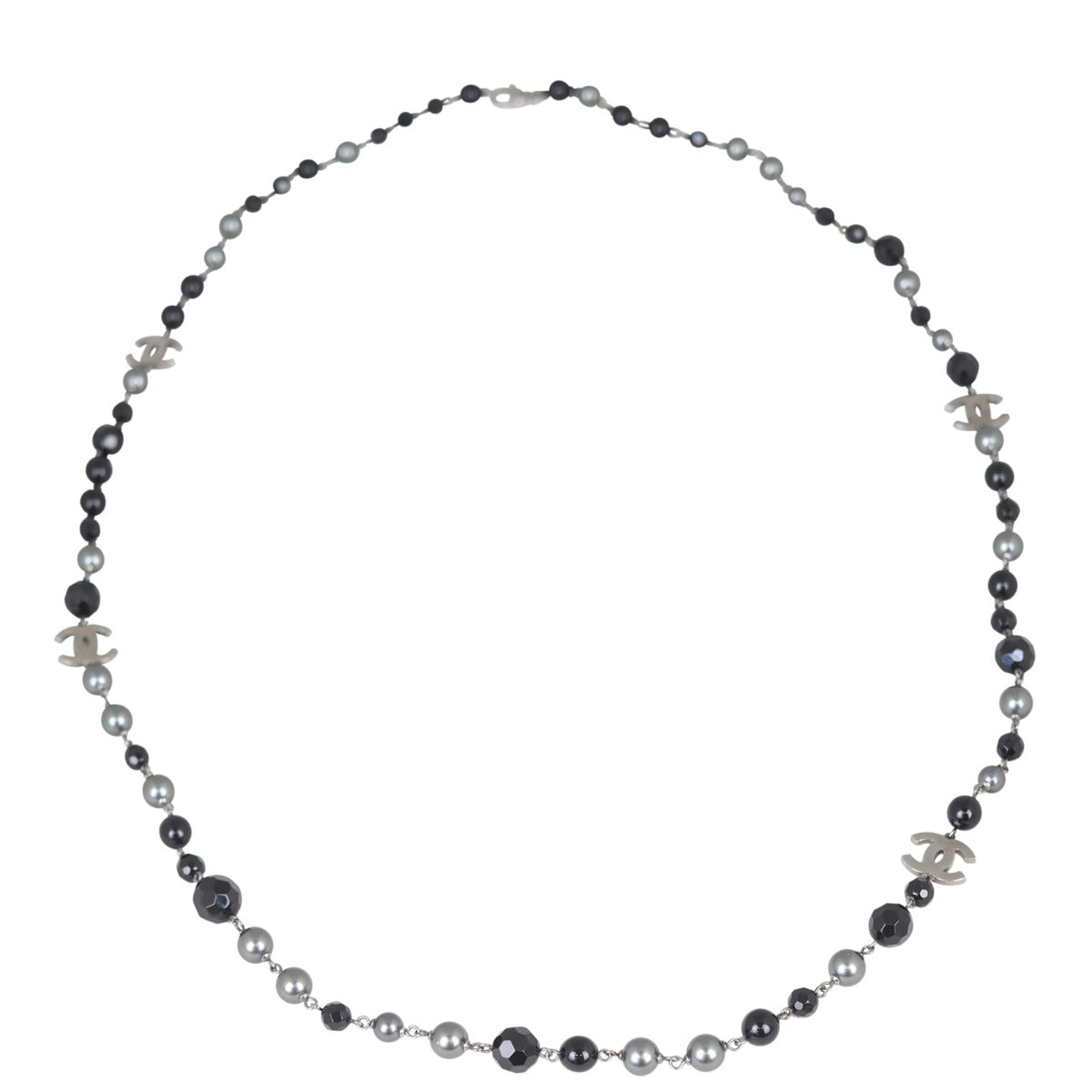 Chanel CC Bead Long Necklace Front

